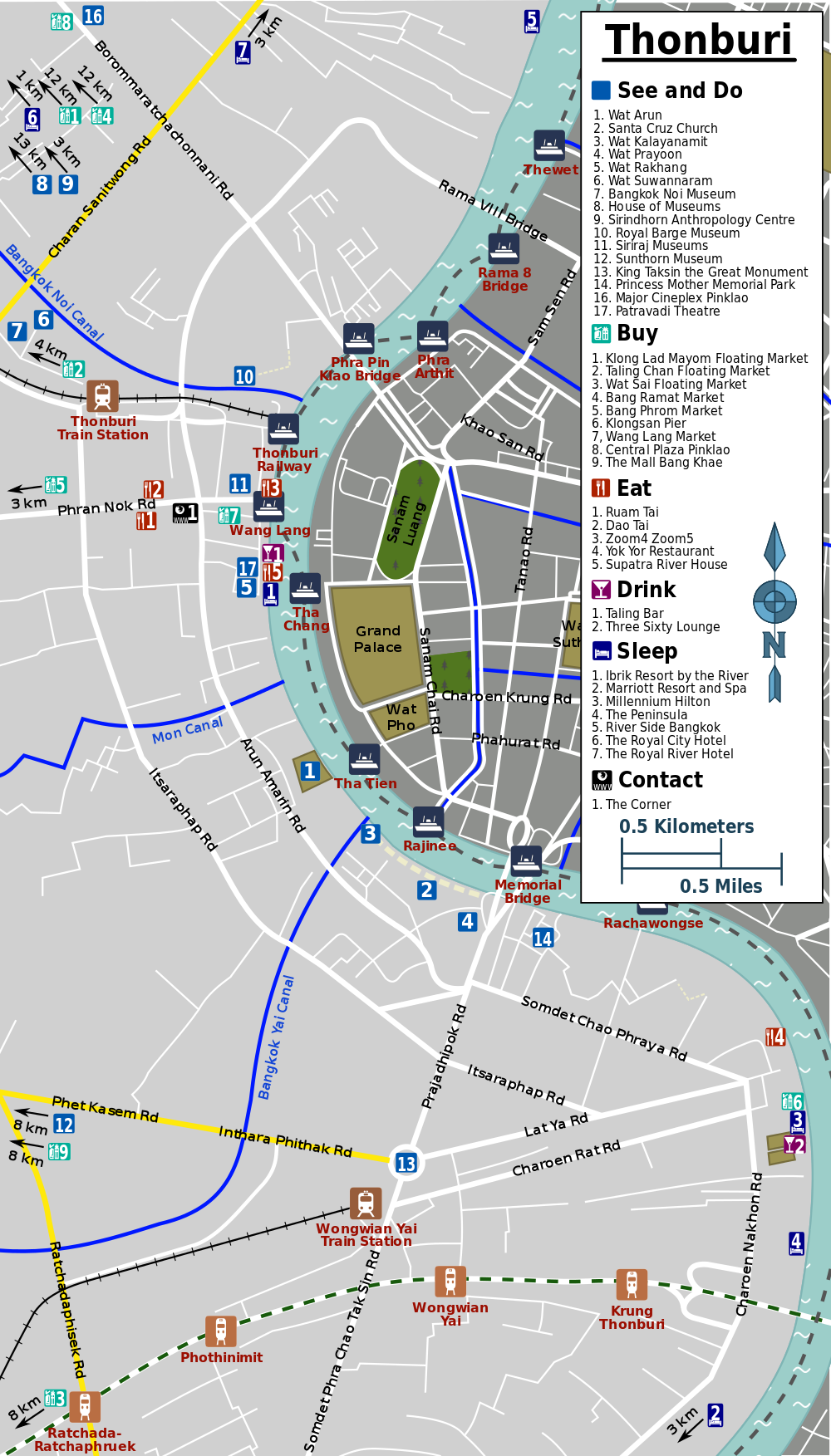 Thonburi Tour Map