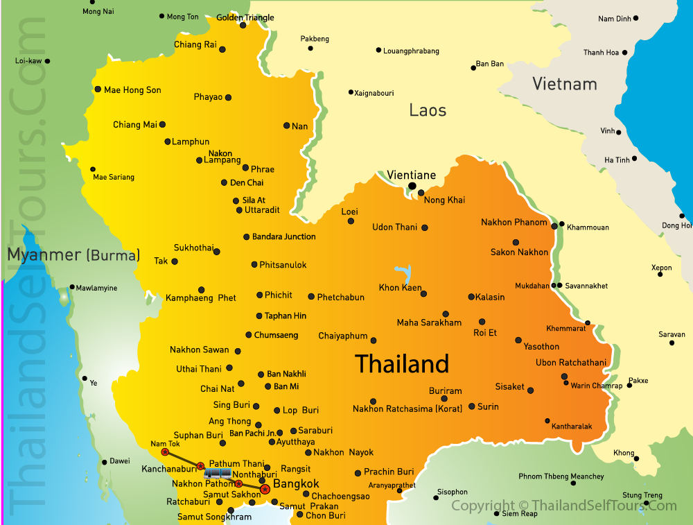 Western Thailand tour map